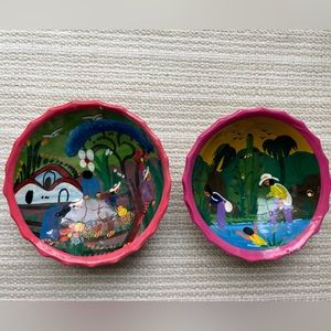 Vintage hand-painted footed Mexican wedding bowls.